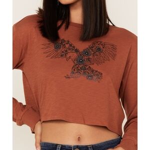 SHYANNE WOMEN'S EAGLE GRAPHIC CROPPED SWEATSHIRT Size Small